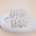 False Nails Factory - Medium Cat Eye Dark Purple High Quality 30pcs Short Square Wholesale