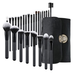 Makeup Brush Set Manufacturer - Hot Selling 27-Piece Black Custom Logo Private Label Face