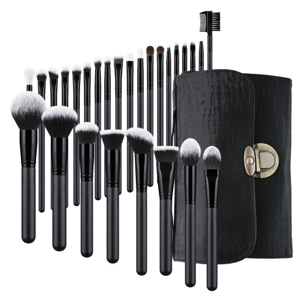 Makeup Brush Set Manufacturer - Hot Selling 27-Piece Black Custom Logo Private Label Face