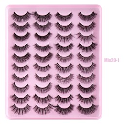 False Eyelashes Factory - 20 Pairs Mixed Natural Dense Mink Synthetic Fiber