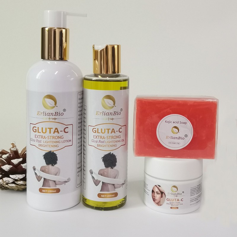 Skin Whitening Set Factory - ERLIANBIO Private Label Best Whitening Lightening Gluta-c for Dark Skin