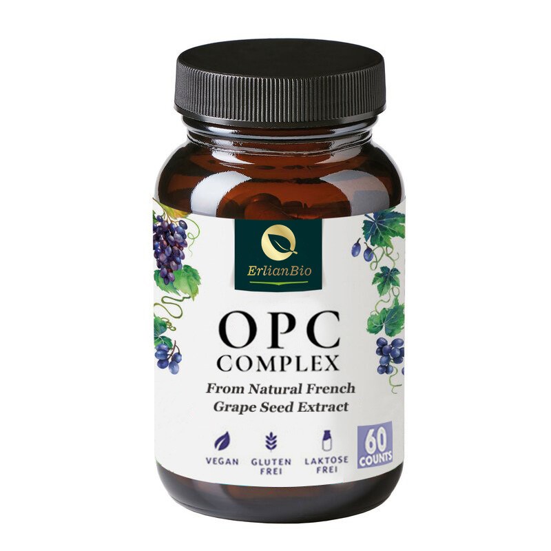 OPC Capsules Manufacturer - OEM 100% Natural 60 Capsules French Grape Seed Complex Non-GMO
