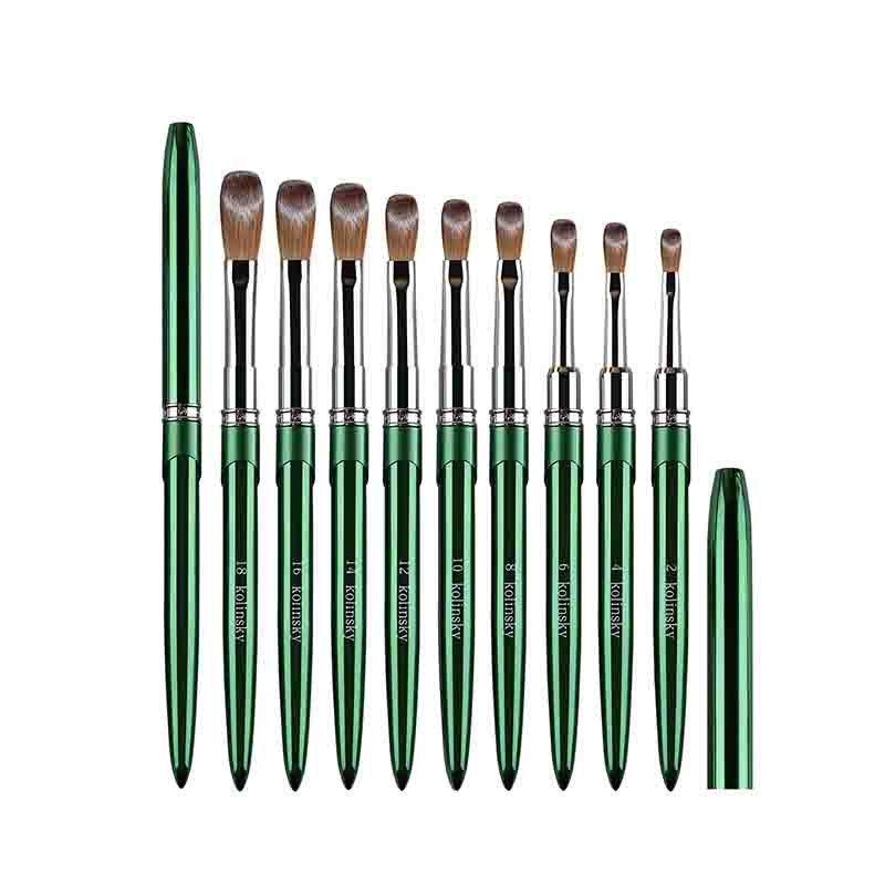 Pure Kolinsky Brush Manufacturer - 100% Pure Kolinsky Acrylic Brush Custom Private Logo Golden