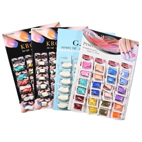 杏仁美甲贴生产厂家-杏仁图案中宽新款颜色24包装卡