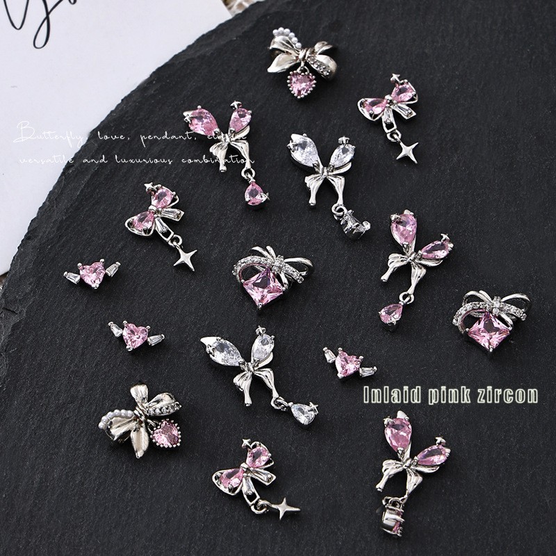 Butterfly Nail Jewelry Factory - New Luxury Silver Butterfly Love Diamond Manicure
