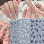 2D美甲贴源头工厂-精美2D贴叶心全息蝴蝶设计