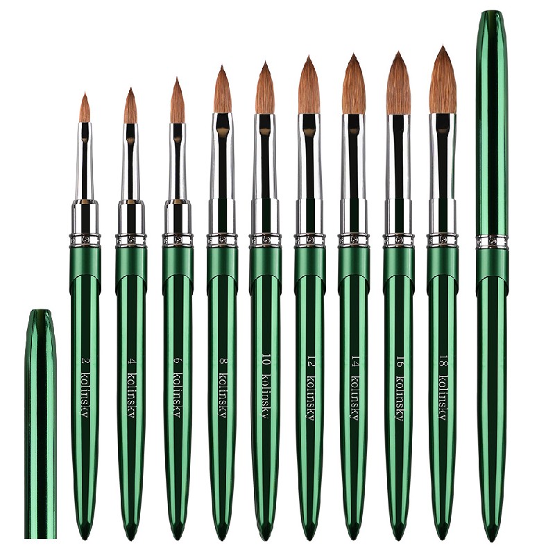 Kolinsky Hair Brush Supplier - Custom Logo 100% Kolinsky Hair Matte pink Metal Handle