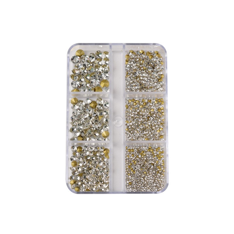 Glass Rhinestones Supplier - 6-Grid Pointed Bottom Red Transparent Glass Shiny Jewelry