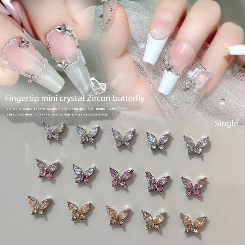 Mini Nail Accessories Factory - Mini Fingertip Small Butterfly Crystal Horse Eye Zircon