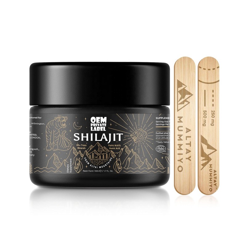Himalayan Shilajit Resin Factory - OEM Gel Supplement 500mg Original Siberian Pure 85+ Humic Acid