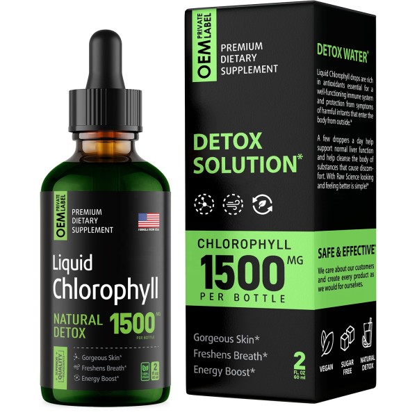 Chlorophyll Liquid Drops Factory - Private Label Detox Antioxidant Diet Natural Energy Support