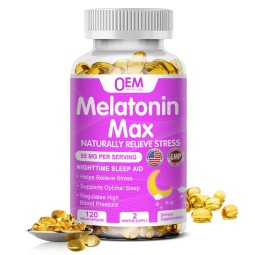 Melatonin Softgel Factory - OEM Customized Vitamin B6 GABA 10mg Relieve Stress Optimal Sleep