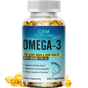 Omega 3软胶囊供应商-OEM三重强度3600mg鱼油EPA DHA心脑