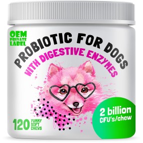 Probiotic Soft Chews Factory - for Dogs Digestive Enzymes Prebiotics Allergy Itch Gut Flora