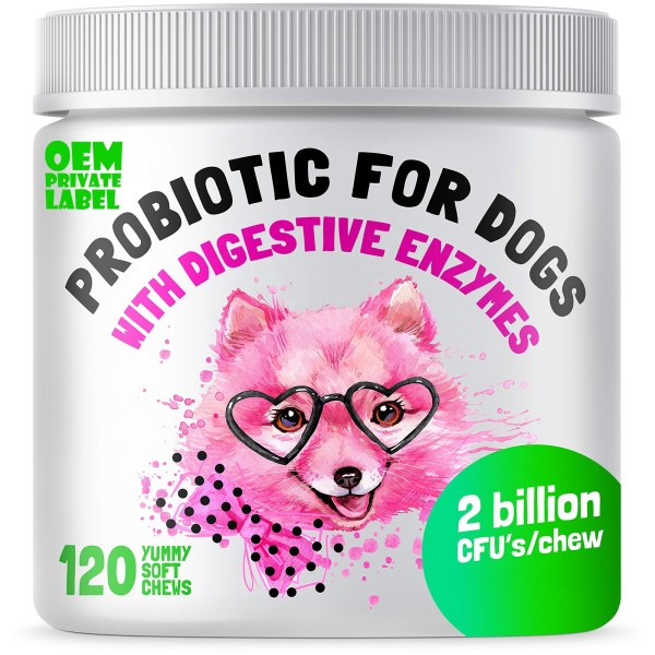 Probiotic Soft Chews Factory - for Dogs Digestive Enzymes Prebiotics Allergy Itch Gut Flora