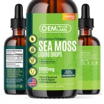 Sea Moss Liquid Drops Supplier - Custom 1000mg Irish Gel with Bladderwrack Elderberry Immunity