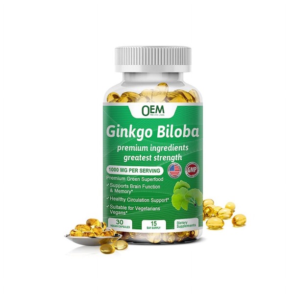Ginkgo Biloba Softgel Factory - OEM Pure Organic Ginkgo Leaf Extract Healthy Circulation Support