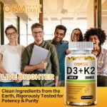 Vitamin D3 K2 Softgels Manufacturer - Private Label 5000 IU D3+200MCG K2 Calcium Absorption