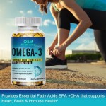 Omega 3 Softgel Capsules Supplier - OEM Triple Strength 3600mg Fish Oil EPA DHA Heart Brain