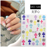 Nail Stickers Manufacturer - Internet Celebrity 3D Retro Punk Cross Heart Embossed Colorful Plastic Art