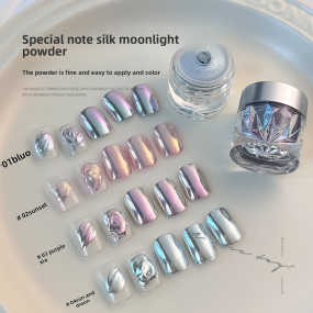 Mirror Nail Powder Factory - Silk Moonlight Cat Eye High Shine Chrome Pigment for Mirror Effect Nail Art