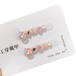 Press-On Nails Factory - My Melody Daily One Gu Mei Handmade Square Sweet Heart Pearl Bowknot Design