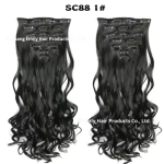 Hair Extension Set Manufacturer - 7-Piece Heat Resistant Synthetic Wavy Wefts 17 Clips