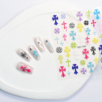 Nail Stickers Manufacturer - Internet Celebrity 3D Retro Punk Cross Heart Embossed Colorful Plastic Art