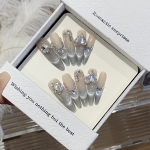 Manicure Set Supplier - High-End Luxury Crooked Heart Diamond Smile French Cat Eye Misty Flower Polish