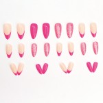 Press-On Nails Supplier - Rose French Simple Sweet Glitter Elegant Design Eco-Friendly Detachable