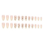 Press-On Nails Manufacturer - Wholesale 24pcs Premium Coffin Design ABS Press-On Pink White Gradient Leaves Flowers