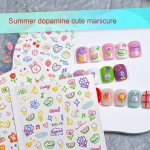 Nail Art Decals Manufacturer - Cute 3D Embossed Colorful Plastic Smiley Heart Design DIY Stickers