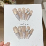 Nail Art Manufacturer - Gu Qianjin Baiyueguang Ins Pure Lust French Sparkling Cat Eye Bow Diamond Pearl