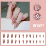 Press-On Nails Supplier - Wholesale 24pcs Premium Coffin Design ABS Iced Powder Blusher Camellia Simple