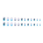Press-On Nails Manufacturer - Wholesale 24pcs Premium ABS Press-on Coffin Design French Blue Butterfly Sparkle