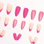 Press-On Nails Supplier - Rose French Simple Sweet Glitter Elegant Design Eco-Friendly Detachable