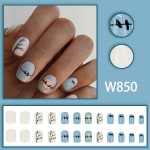 Press-On Nails Factory - Wholesale 24pcs Premium ABS Coffin Design Blue Sunset Tree Trunk Bird Square