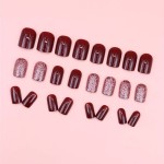 Press-On Nails Manufacturer - 24pcs Burgundy Glitter High Shine Elegant European Style Detachable