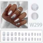 Press-On Nail Set Manufacturer - Elegant Luxury Silver Glitter 24pcs ABS Flattering Detachable Fake Nails
