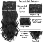 Hair Extension Set Manufacturer - 7-Piece Heat Resistant Synthetic Wavy Wefts 17 Clips