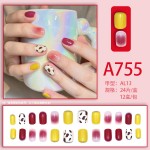 Press-On Nails Manufacturer - Wholesale 24pcs Premium Coffin Design ABS Press-On Ice Transparent Cherry Milk Cow