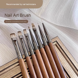 Nail Art Brush Supplier - Professional Gradient Liner Set High-End Ombre Walnut Wood Flat Brush