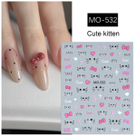 Nail Stickers Factory - Hot Sale Gradient Cute Kitty Bow 3D Fashion Plastic Cat Paw DIY Decals
