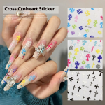 Nail Stickers Manufacturer - Internet Celebrity 3D Retro Punk Cross Heart Embossed Colorful Plastic Art