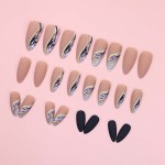 ABS Coffin Nails Supplier - Wholesale Almond Shaped Nail Charms Brown Artificial Fingernails Design
