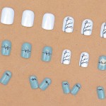 Press-On Nails Factory - Wholesale 24pcs Premium ABS Coffin Design Blue Sunset Tree Trunk Bird Square