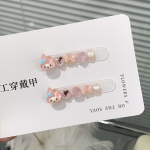 Press-On Nails Factory - My Melody Daily One Gu Mei Handmade Square Sweet Heart Pearl Bowknot Design
