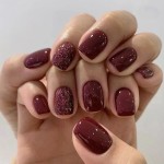 Press-On Nails Manufacturer - 24pcs Burgundy Glitter High Shine Elegant European Style Detachable