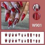 Press-On Nails Manufacturer - Red Glitter Halloween Candle Flame Vintage Elegance Fashion