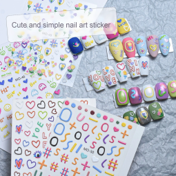 Nail Art Decals Manufacturer - Cute 3D Embossed Colorful Plastic Smiley Heart Design DIY Stickers